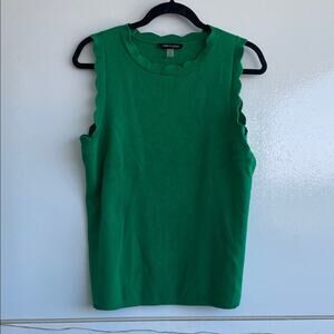 Emerald Green Scalloped Sleeveless Sweater